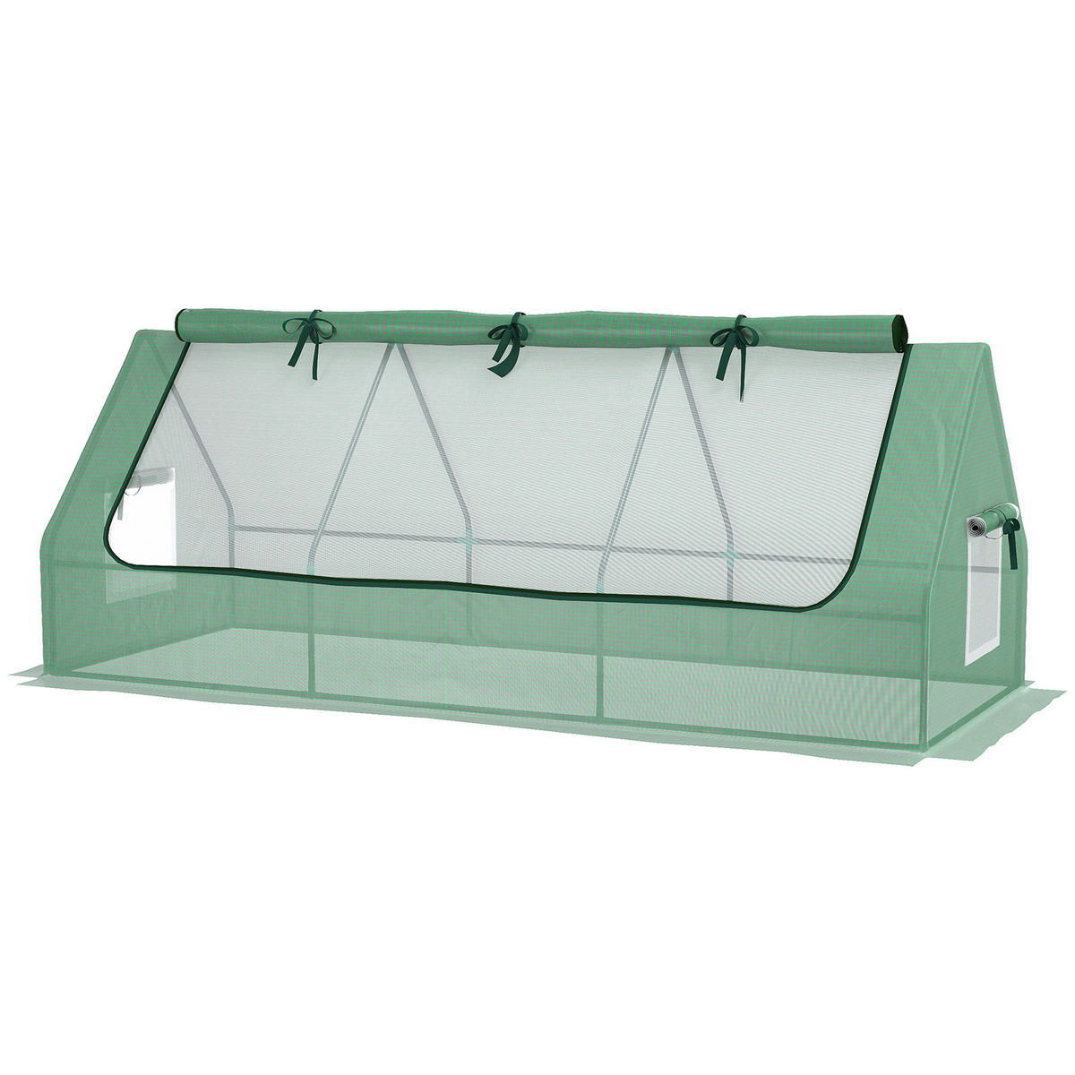 MINI-GEWÄCHSHAUS DE-05825 mit aufrollbarem Dach und Fenstern 240/90/90 cm Grün - Grün, Kunststoff/Metall (90/90/240cm) - ComfortXL