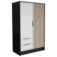 DREHTÜRENSCHRANK PELOR 102/200/51 cm Modern Kleiderschrank 2-türig Schwarz - Schwarz/Weiß, Holzwerkstoff (102/200/51cm) - MASSENO