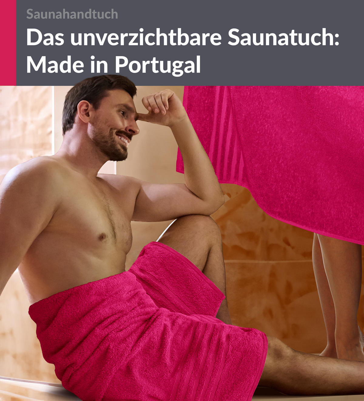 SAUNATUCH 80x200 cm 2er Set London Rhabarber - Pink, Textil (80/200cm) - Lashuma