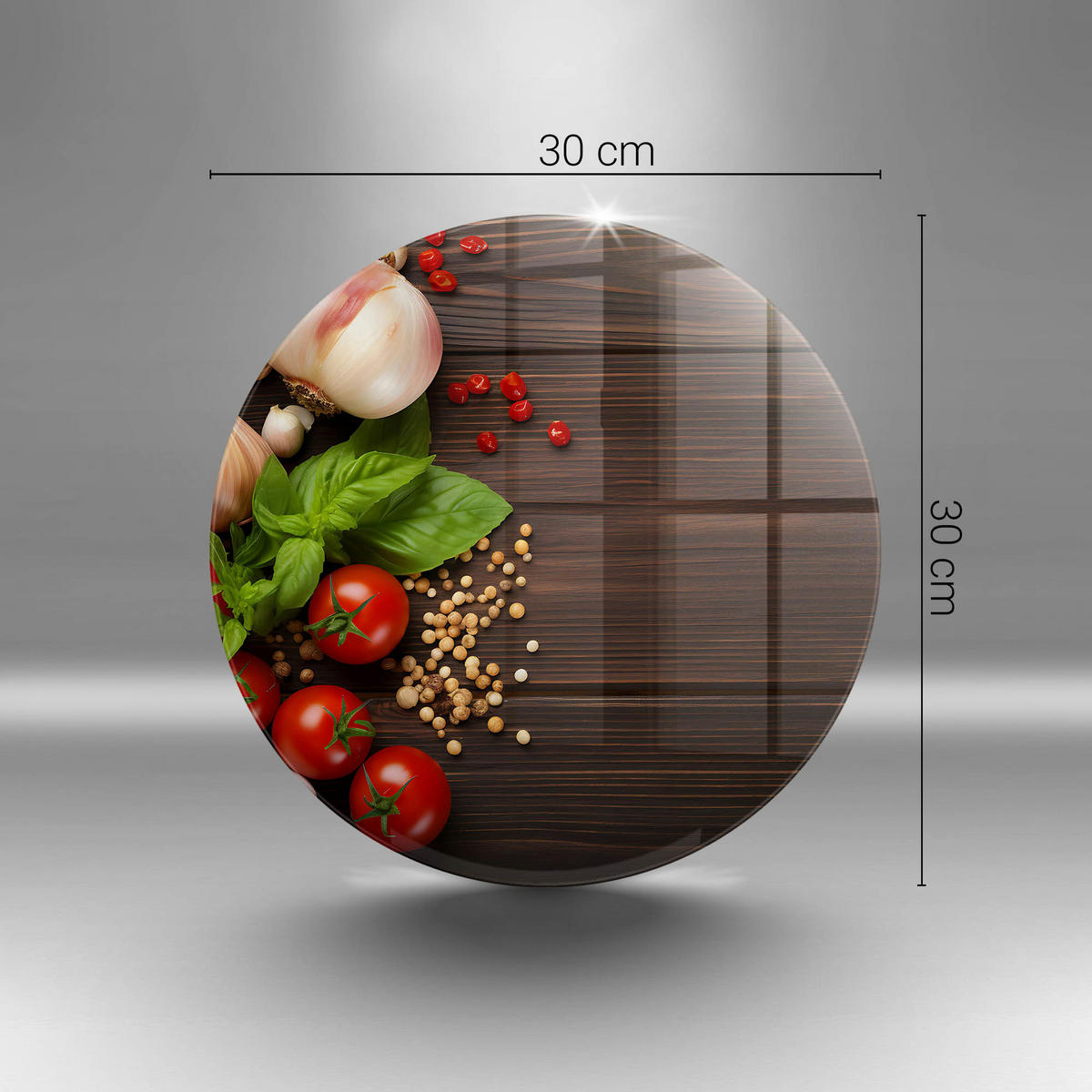 GLASPLATTE Ø 30 cm Gemüse auf dem Tisch - Multicolor, Glas (30/30cm) - Wallfluent