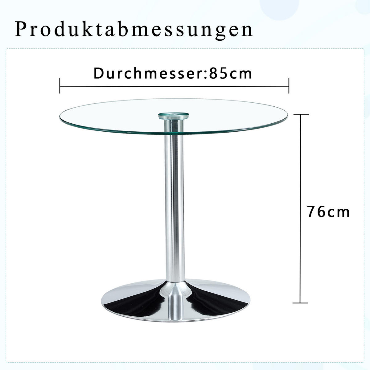 ESSTISCH Ø 85 cm Runder in Glas & Silber - Chromfarben, Glas (85/85/76cm) - Urban Meuble