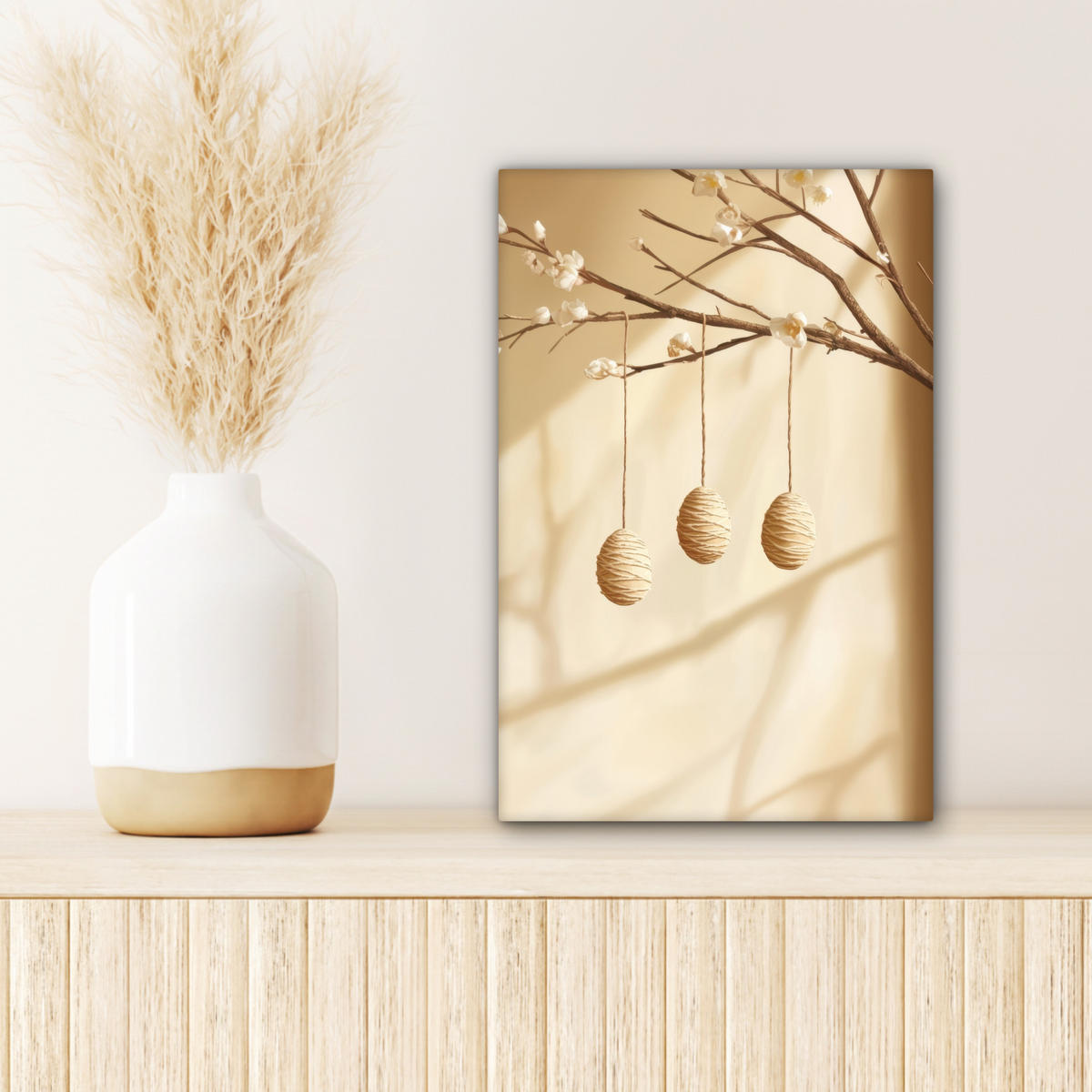 LEINWANDBILD Beige - Osterkuchen - Eier Deko Wohnzimmer 20x30 cm - Beige, Textil (20/30cm) - MuchoWow