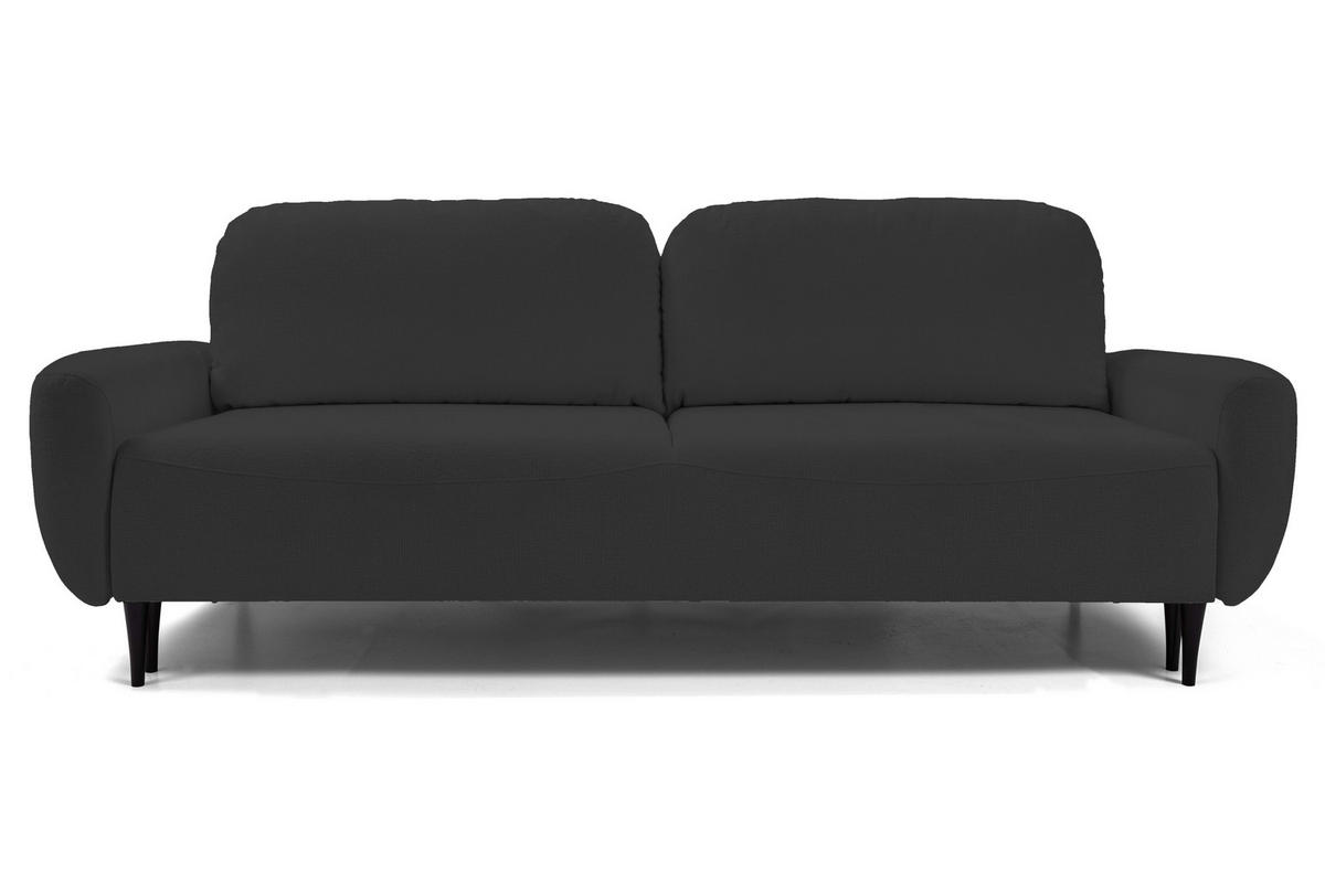 SOFA BOHO Mit Schlaffunktion Und Bettkasten, Wellenfederung, PUR-Schaum, Holzfüße, lose Rückenkissen, freistehend, 244x102x92 cm Black - Schwarz, Holz/Textil (244/92/102cm) - DomoHome