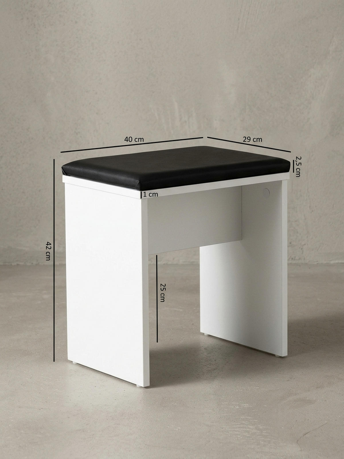 SCHMINKTISCH – Weiß, Klappspiegel & Hocker, Melaminharzbeschichtung, pflegeleicht & modern - Schwarz/Weiß, Holz/Textil (60/81/40cm) - KADIMA DESIGN