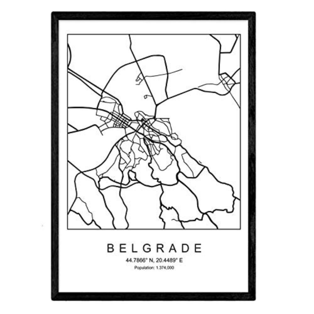 POSTER Belgrad Stadtkarte – Nordisch A3 Rahmenlos - Klar, Papier (29.7/5/42cm) - Nacnic