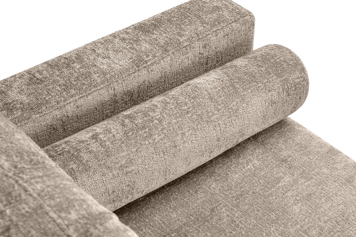 3-SITZER-SCHLAFSOFA ERISO mit weiche Sitzfläche und hohe Rückenlehne, Chenille-Stoff, beige - Beige/Braun, Textil (220/80/100cm) - KONSIMO®