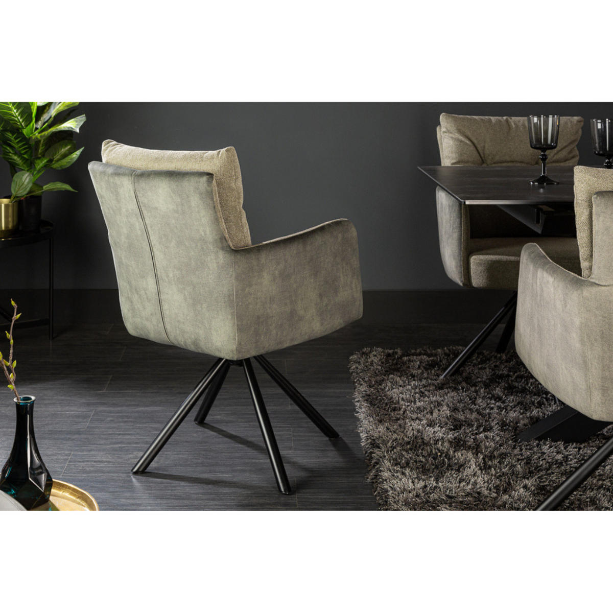 ARMLEHNSTUHL BIG GEORGE Samt Grün - Grün, Textil (58/90/68cm) - riess-ambiente