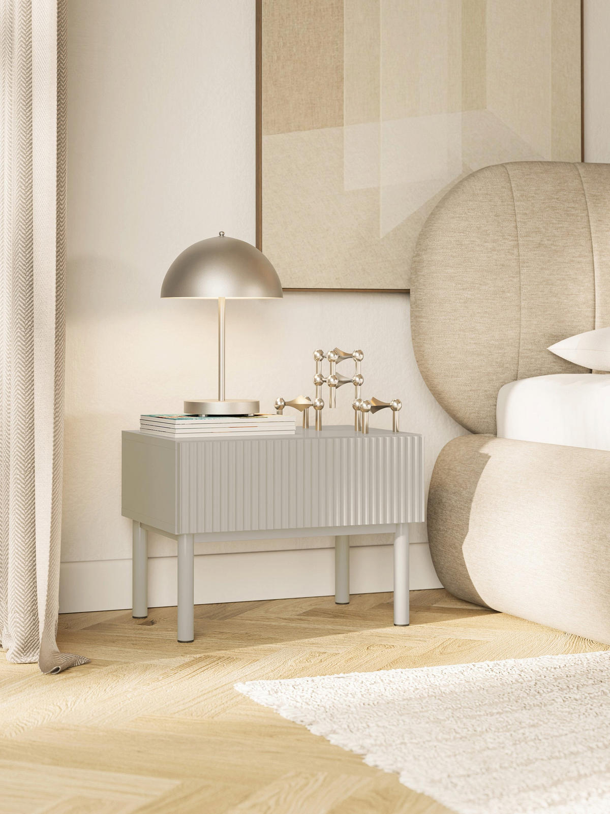 NACHTTISCH Veldio New Greige 50 cm - Taupe, Holzwerkstoff/Metall (50/44/35.6cm) - Selsey