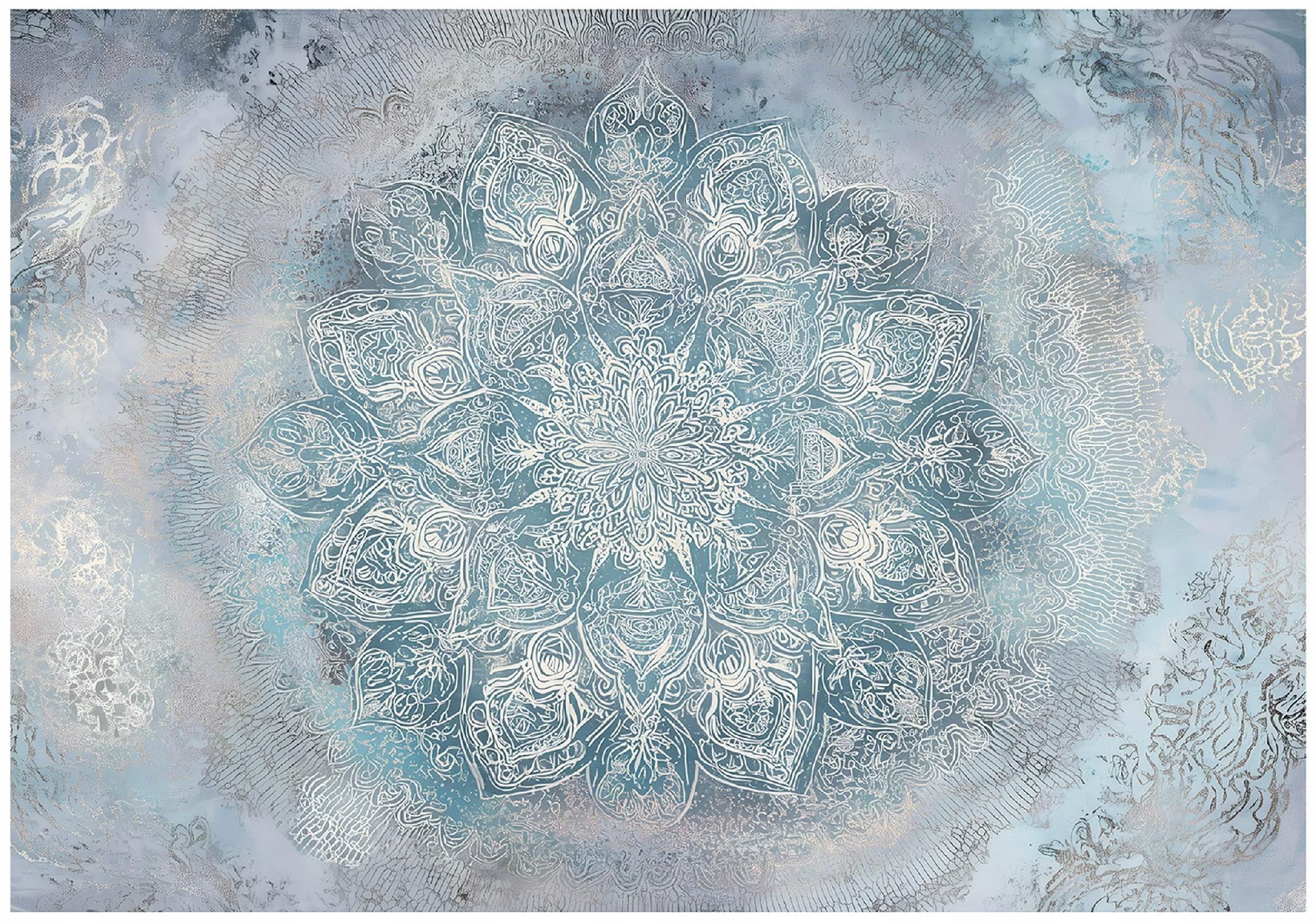 FOTOTAPETE Mandala Beton Blau 400x280 cm - Multicolor, Papier (400/280cm) - Wallarena