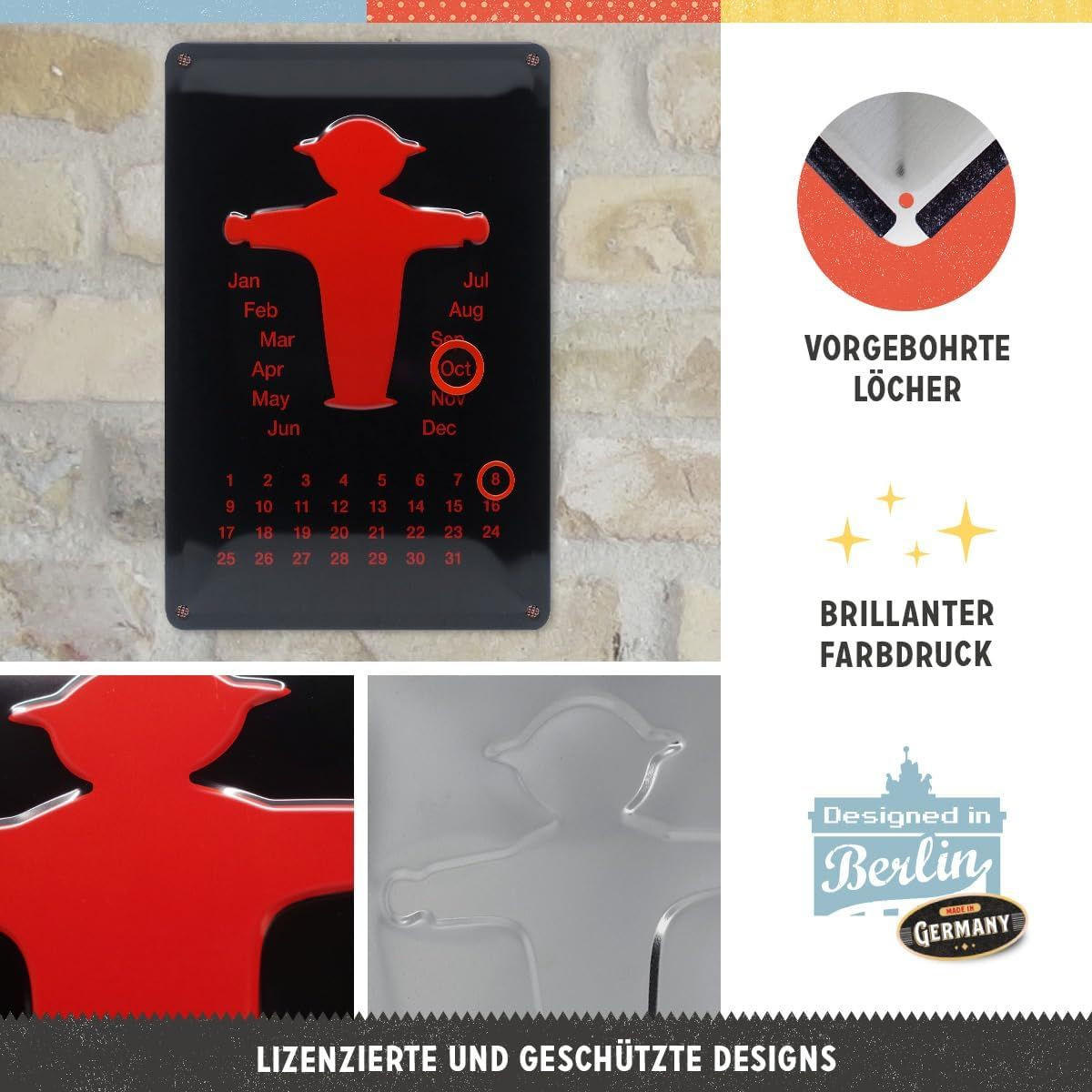 BLECHSCHILD 20/30 cm Ampelmann Rot Kalender - Multicolor, Metall (20/30/0.2cm) - Nostalgic-Art