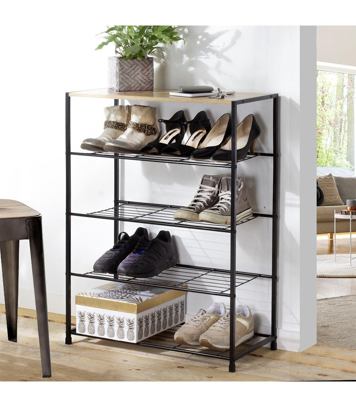 SCHUHREGAL 5-stufig 63/30/83 cm - Apfelbaumfarben, Holzwerkstoff (30/83/63cm) - Calicosy