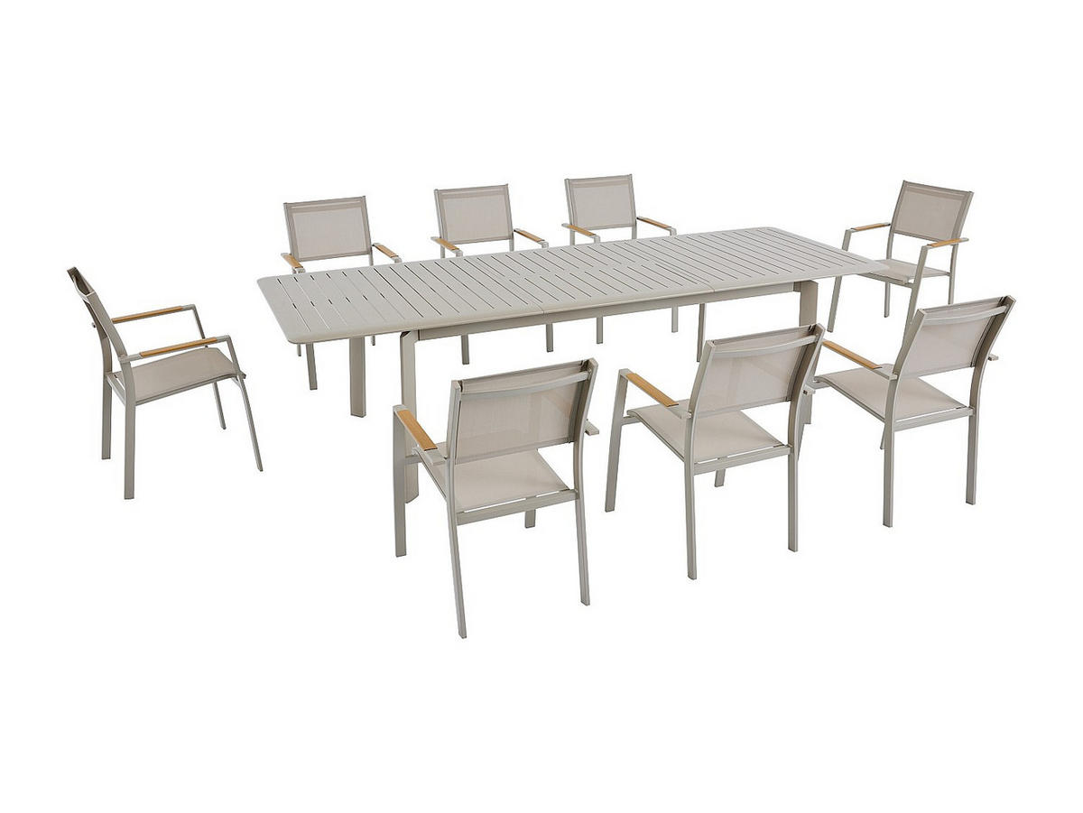 GARTENESSGRUPPE im Set - 8 -Sitzer - Textilene - taupe - MACILA - Braun, Metall - Vente-Unique