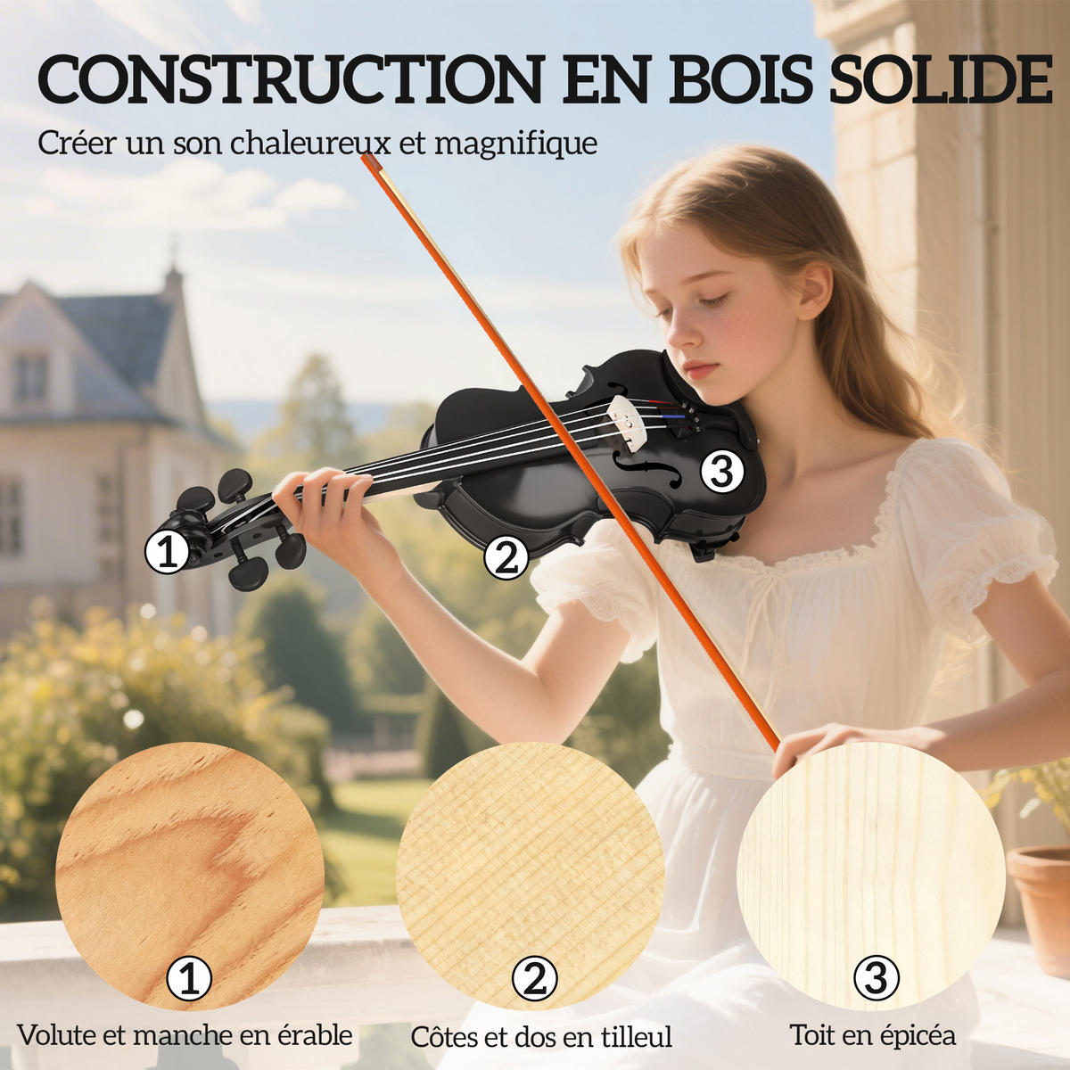 VIOLINE DE-18668 4/4 Komplettset für Anfänger Schwarz - Schwarz, Holzwerkstoff (21/7/60cm) - ComfortXL