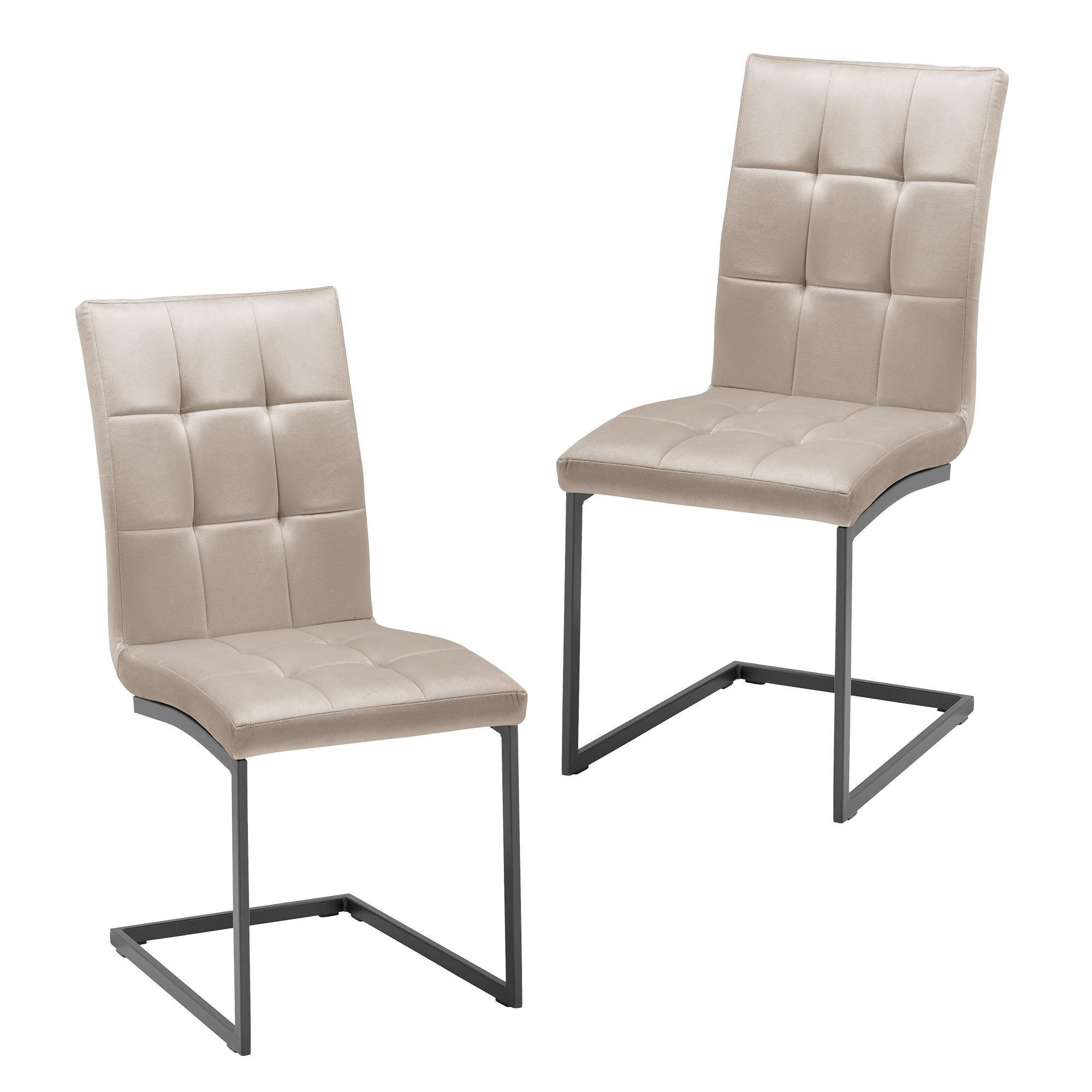 SCHWINGSTUHL-SET Mela Taupe Samtbezug - Taupe, Metall (44/95/60cm) - Bessagi Home