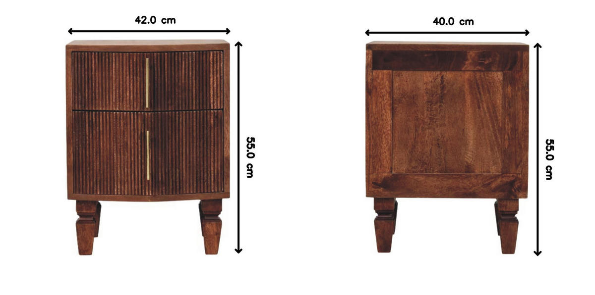 NACHTTISCH mit Amber-Eichen-Finish, 2 Schubladen, T-Bar-Griffe, geröstetes Braun - Braun, Holz (42/55/40cm) - Artisan Furniture