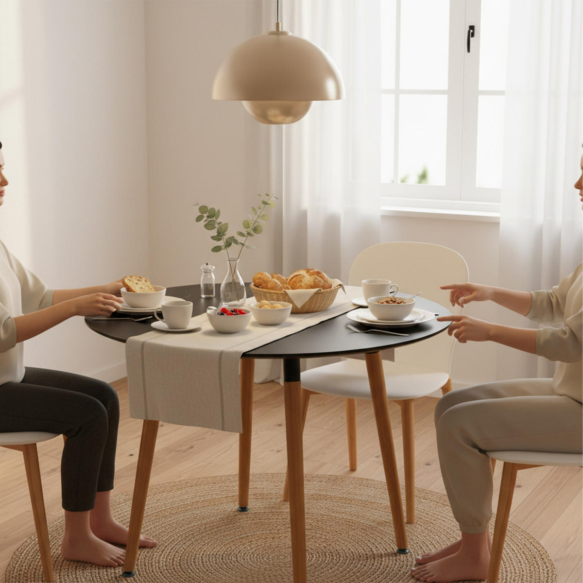 JÍDELNÍ stůl - různobarevná, kov/dřevo (80/80/75cm) - Relaxdays