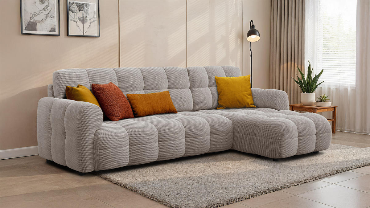 ECKSOFA MELLOW 4-Sitzer, beige - Beige/Schwarz, Holz/Textil (262/156cm) - Courtois Laville