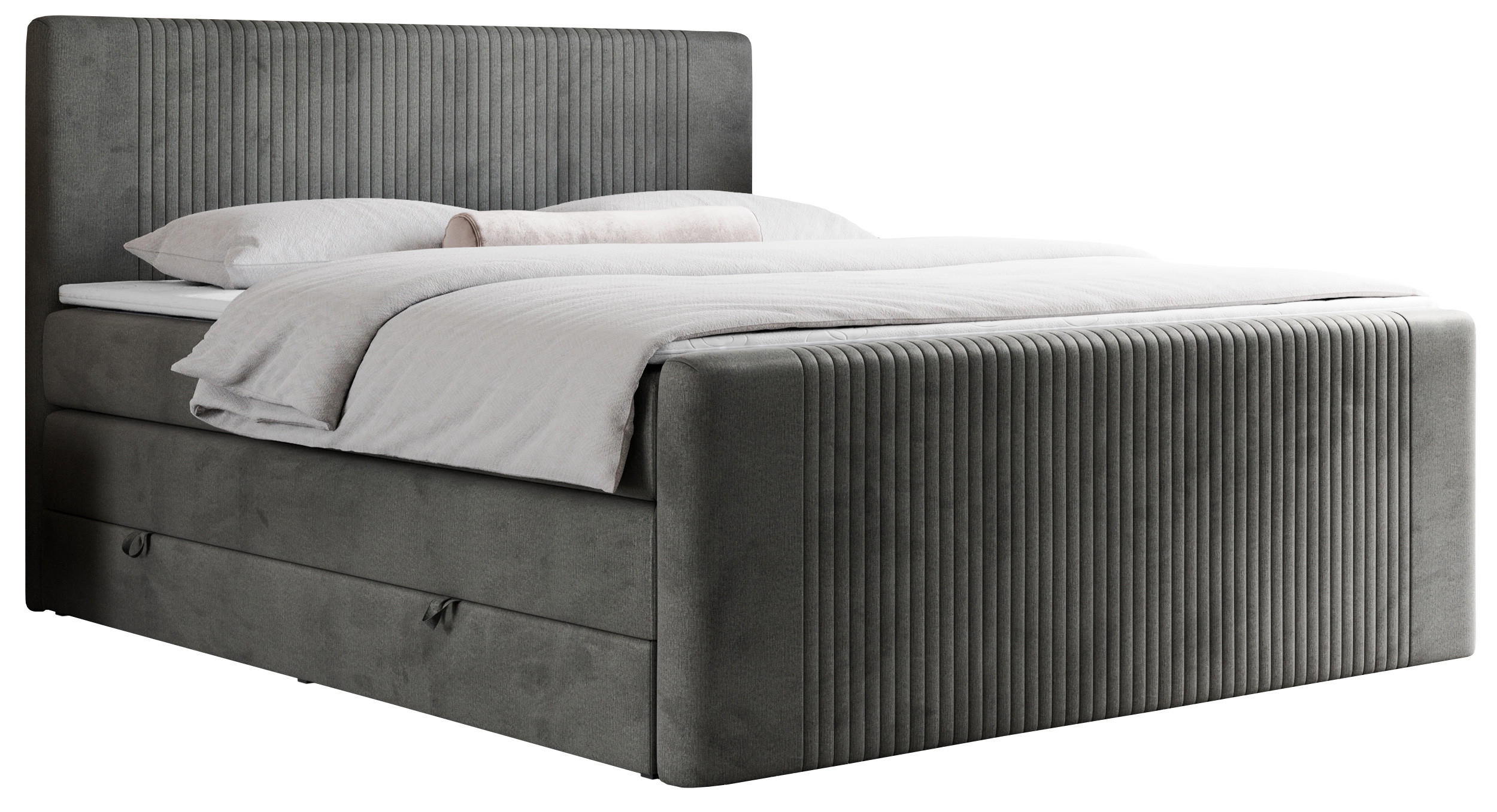 BOXSPRINGBETT KING DOREN 140/200 Dunkelgrau Velvet - H3 - Dunkelgrau, Holz/Textil (140/200cm) - MKS