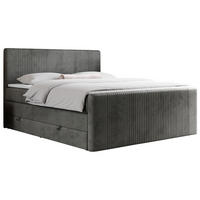 BOXSPRINGBETT KING DOREN 140/200 Dunkelgrau Velvet - H3 - Dunkelgrau, Holz/Textil (140/200cm) - MKS