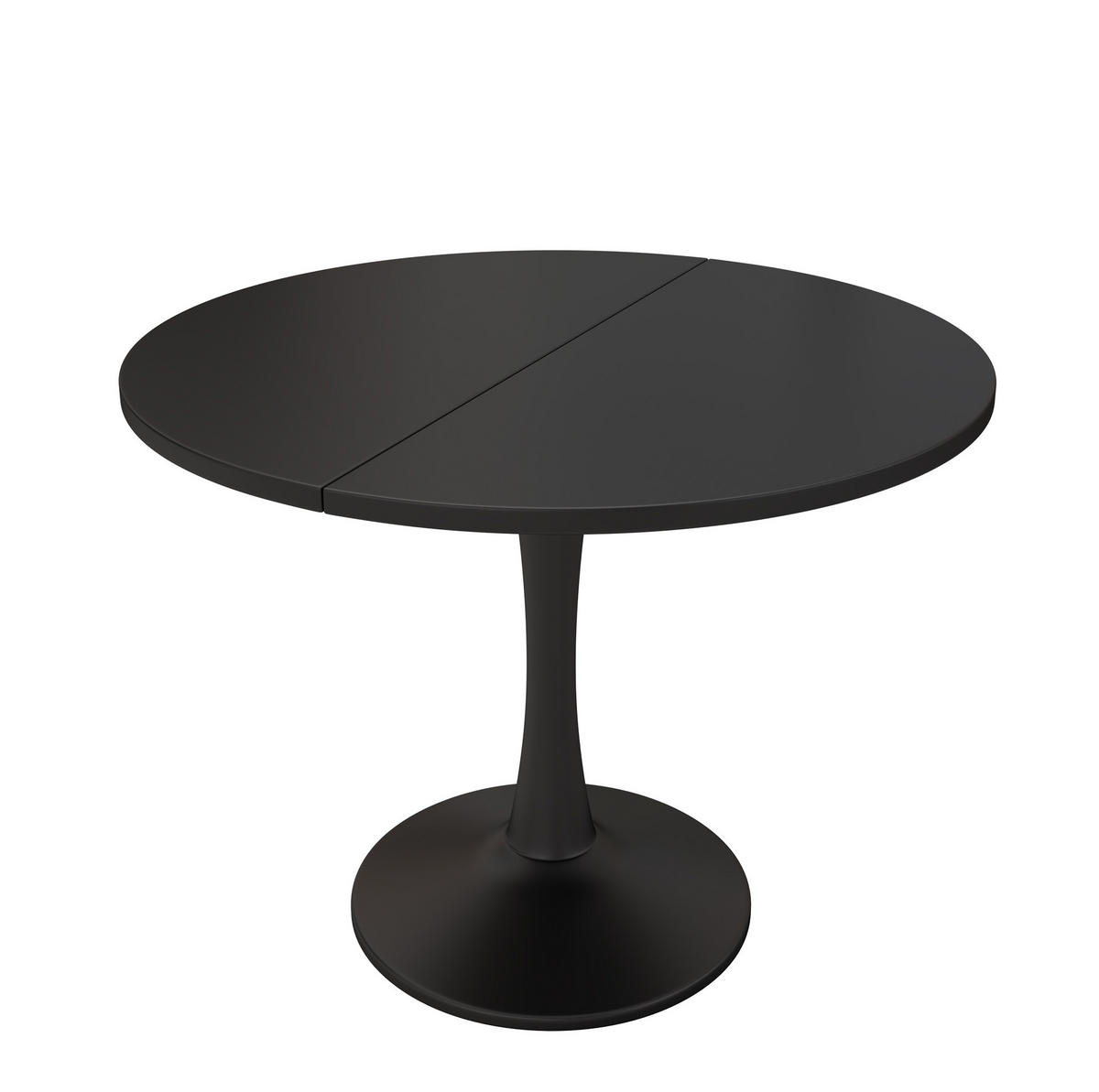 ESSTISCH ausziehbar oval MDF Black 2-in-1 - Schwarz, Holzwerkstoff (140/100/75cm) - Meubliv