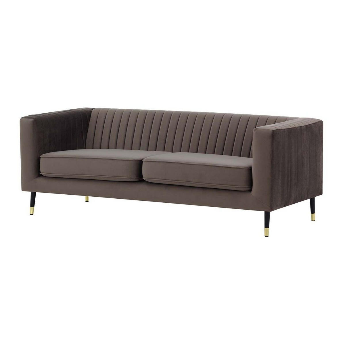 DREISITZER SOFA Slender-Velluto 17 - Braun, Holz/Textil (201/71/83cm) - SLF24