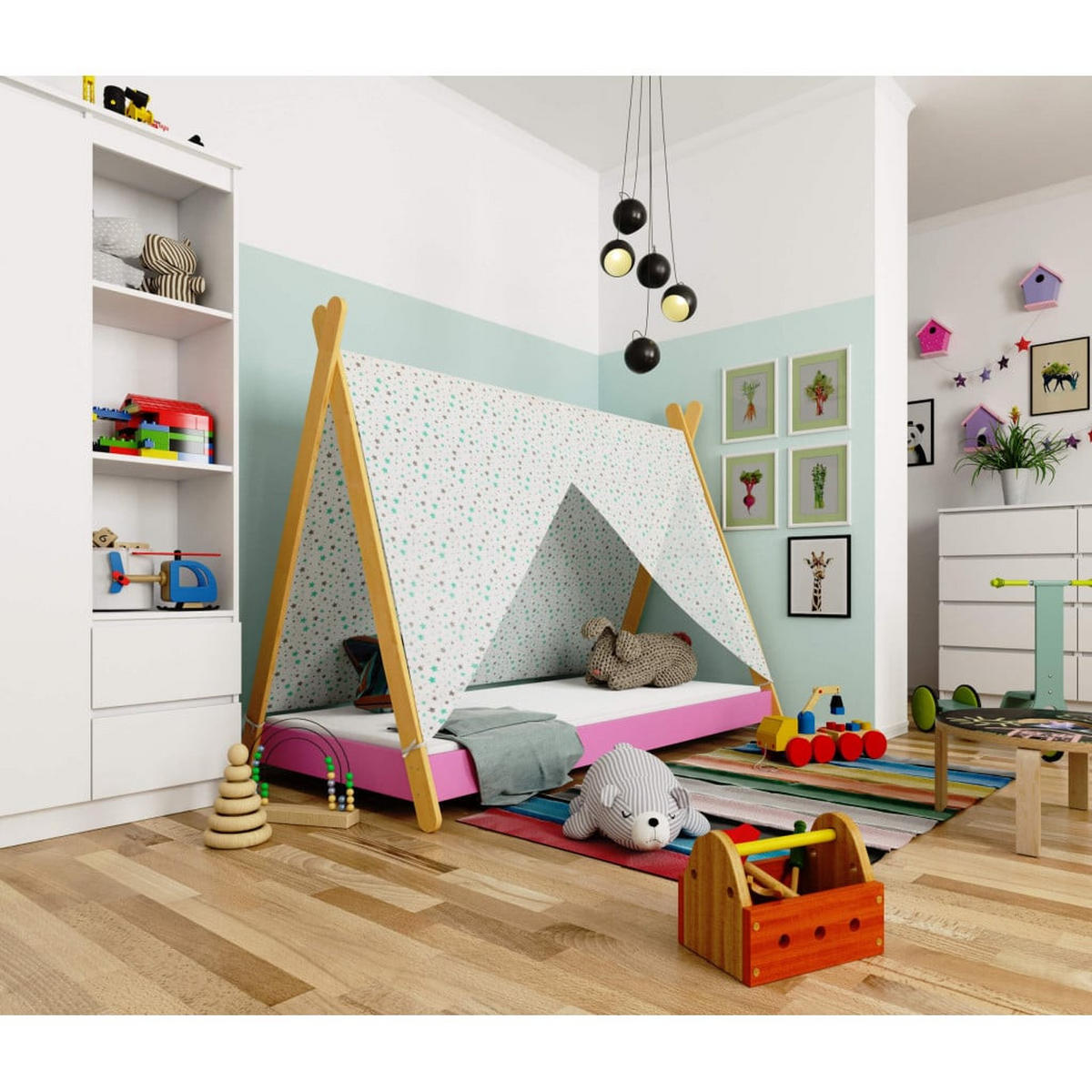 KINDERBETT Rosa 155/85/164 - Rosa, Holzwerkstoff - RAUMHIRSCH FURNITURE