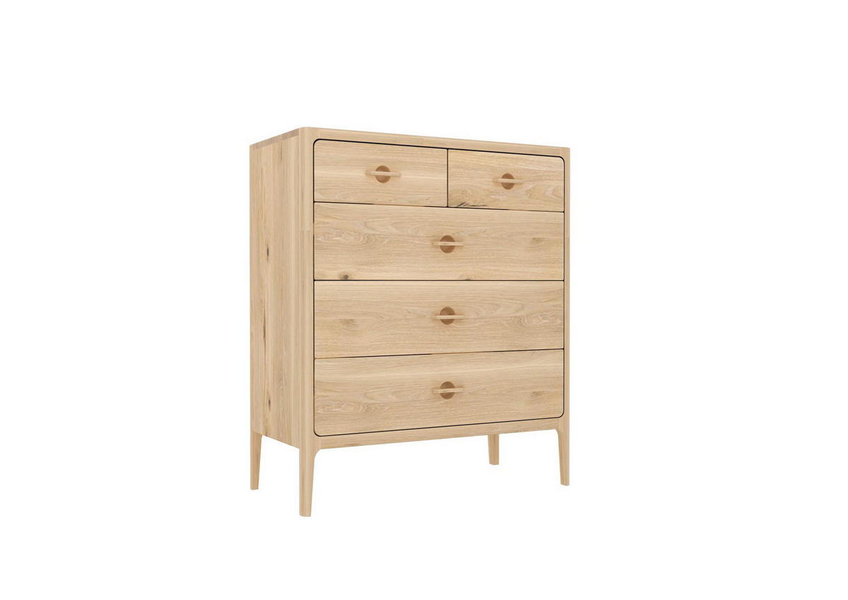 KOMMODE Elin, Natur Massiveiche - Beige, Holz (44/104.4/90cm) - WOODEK