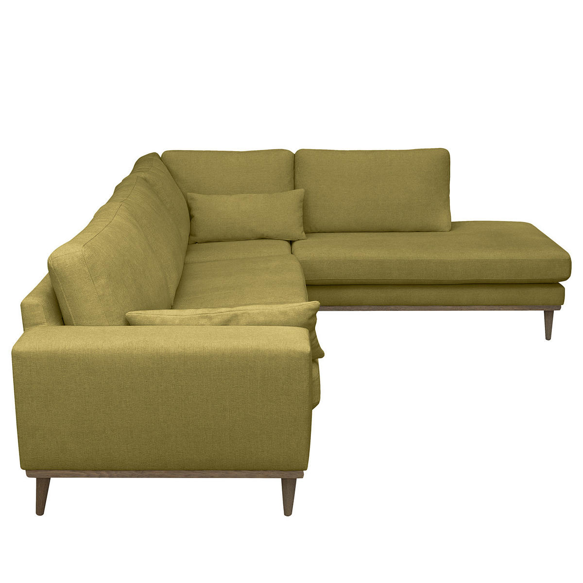 ECKSOFA mit Ottomane - Eichefarben/Olivgrün, Eichenholz/Textil (287/219cm) - home24
