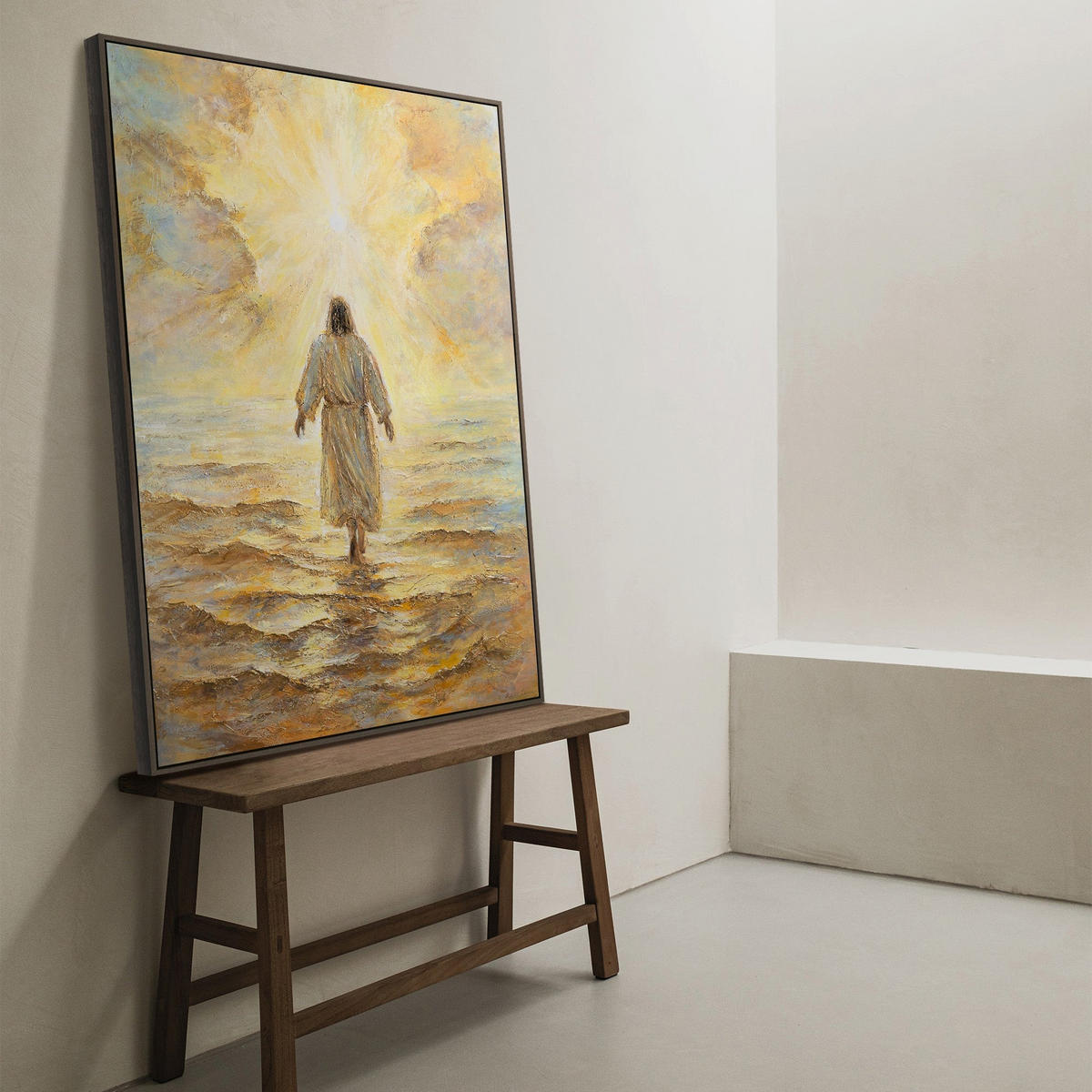 GEMÄLDE Weg zum Licht Schattenfugenrahmen Grau 140x100 cm - Grau, Holz (140/100cm) - YS-art gallery