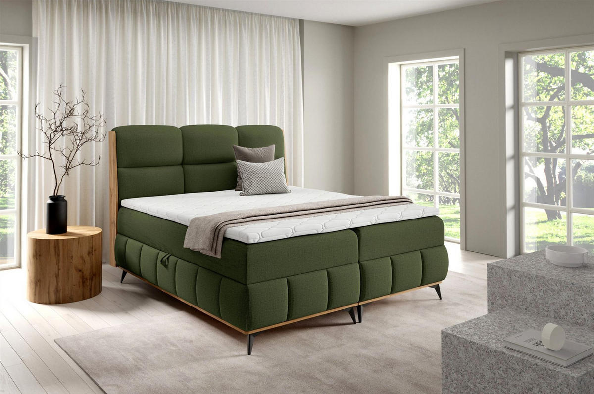 BOXBETT Charlie - Grün, Holzwerkstoff/Textil (180/200cm) - Fun Möbel