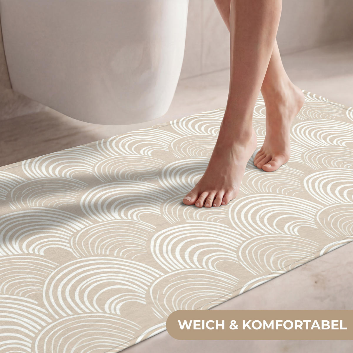 WC PŘEDLOŽKA Vlny - Textura - Béžová 120x60 cm - kašmírová, textil/plast (120/1cm) - OnlyWow