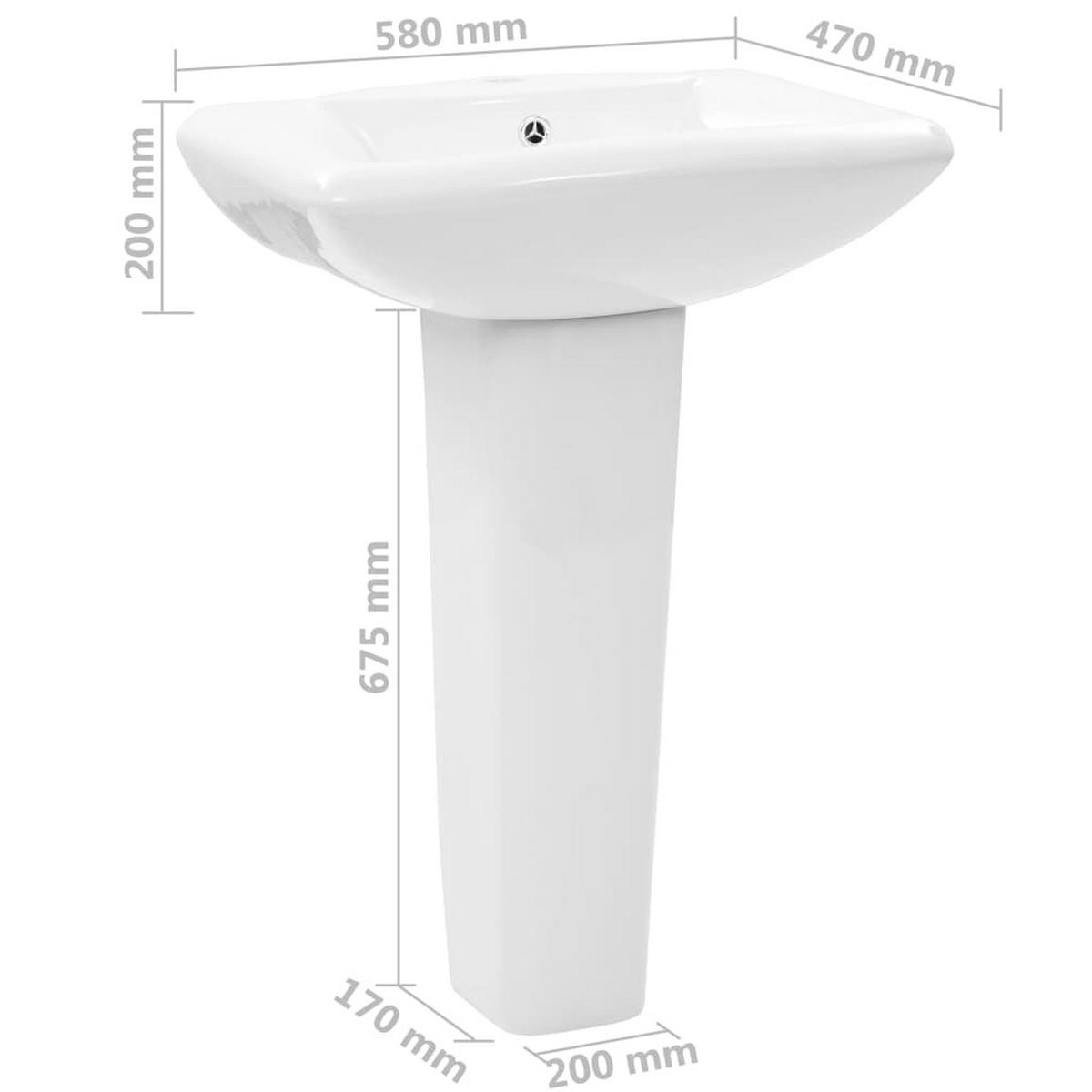 WASCHBECKEN Freistehendes Mit Säule Keramik Weiss 580/470/200 Mm - Weiß, Keramik (47/20/58cm) - vidaXL