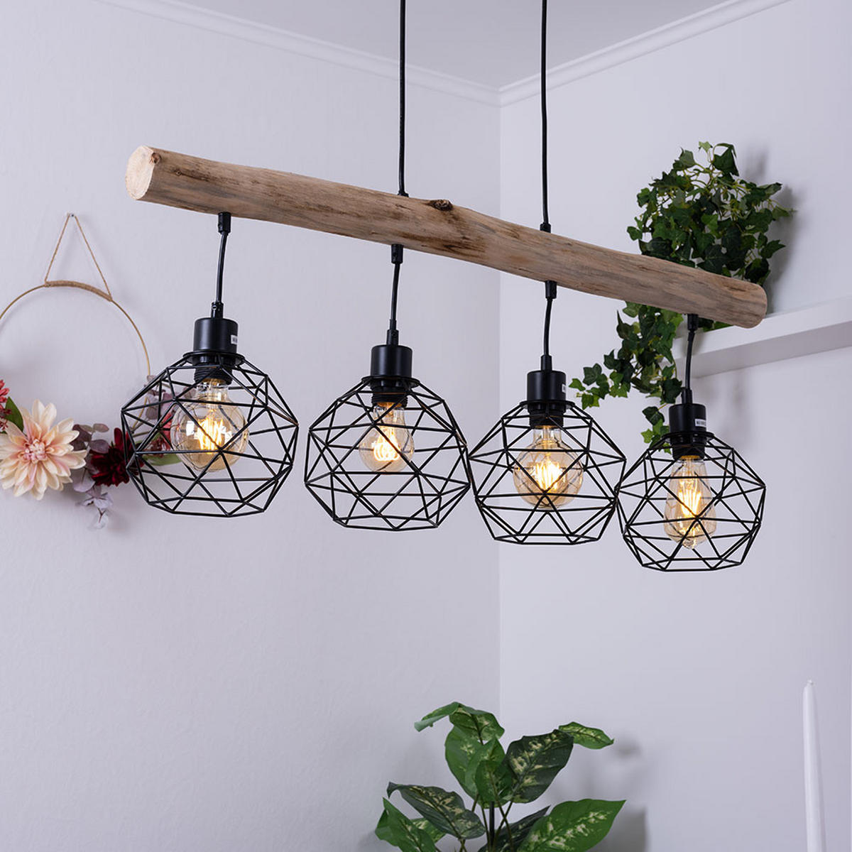 LED HÄNGELEUCHTE Theodor Holzoptik Braun - Braun, Holz (85/18/120cm) - Globo Lighting