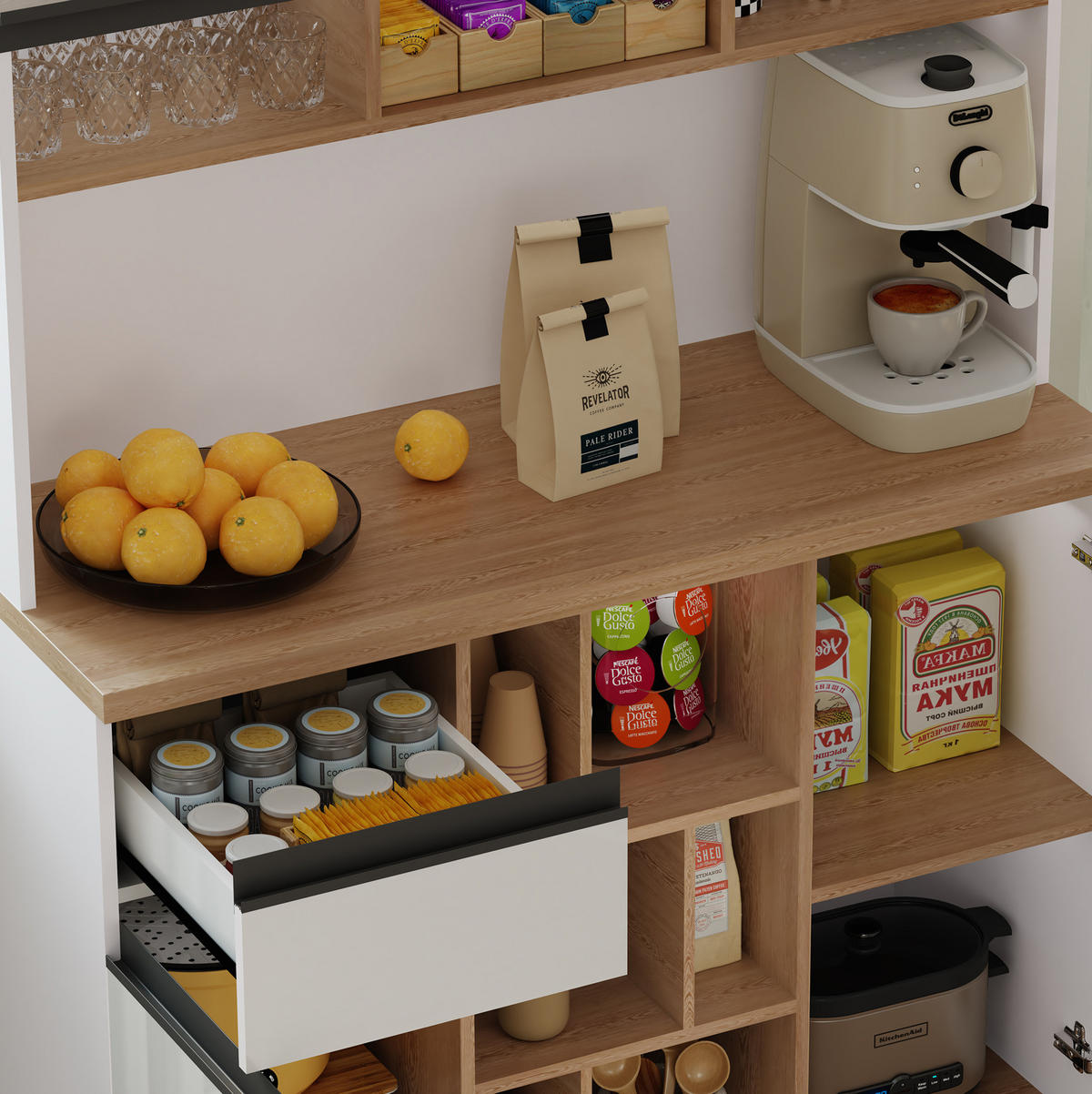 BUFFET 105/45/185 cm aus MDF mit Hochglanzfronten und verstellbaren Einlegeböden Weiß - Weiß, Holzwerkstoff (105/185/45cm) - Modenvie
