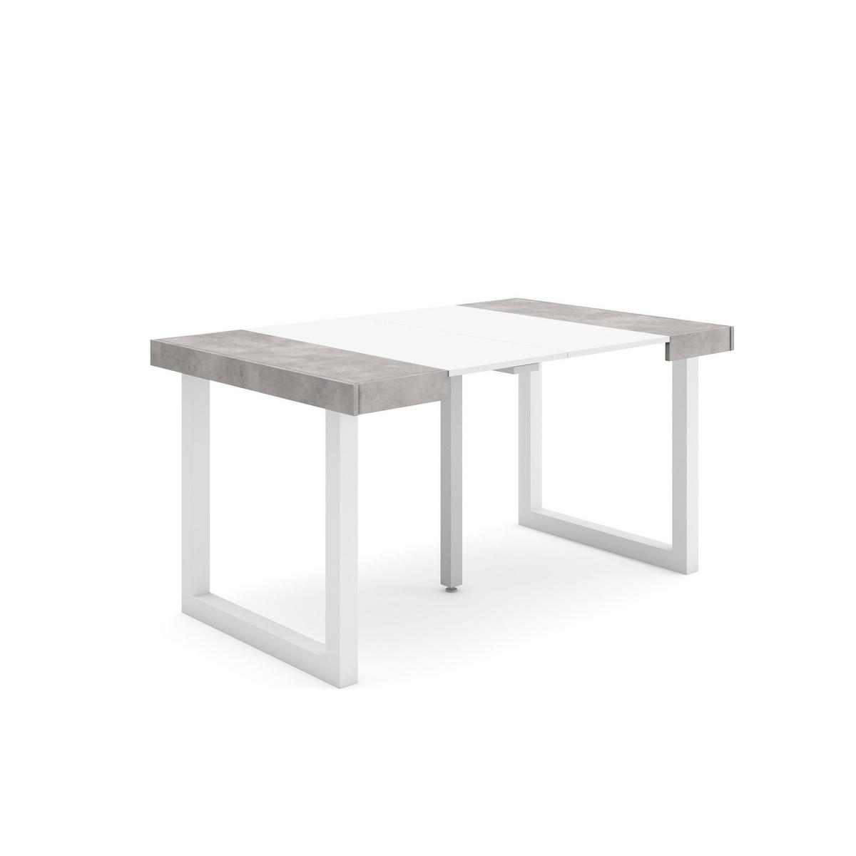 KONSOLENTISCH ausziehbar 58 bis 140cm, für 6 Gäste, zementgrau, 90/58/73cm - Multicolor/Weiß, Holzwerkstoff (90/140/73cm) - Skraut Home