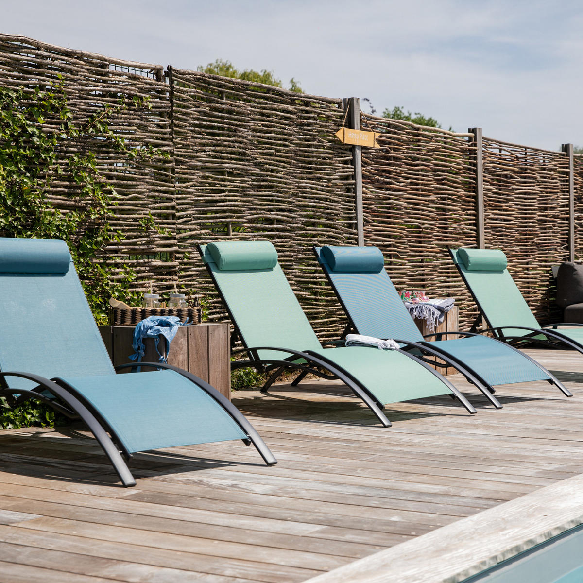 LIEGEN GALAPAGOS Blaugrau und Anthrazitgrau 2er-Set - Blau, Metall (64/87/178cm) - Happy Garden