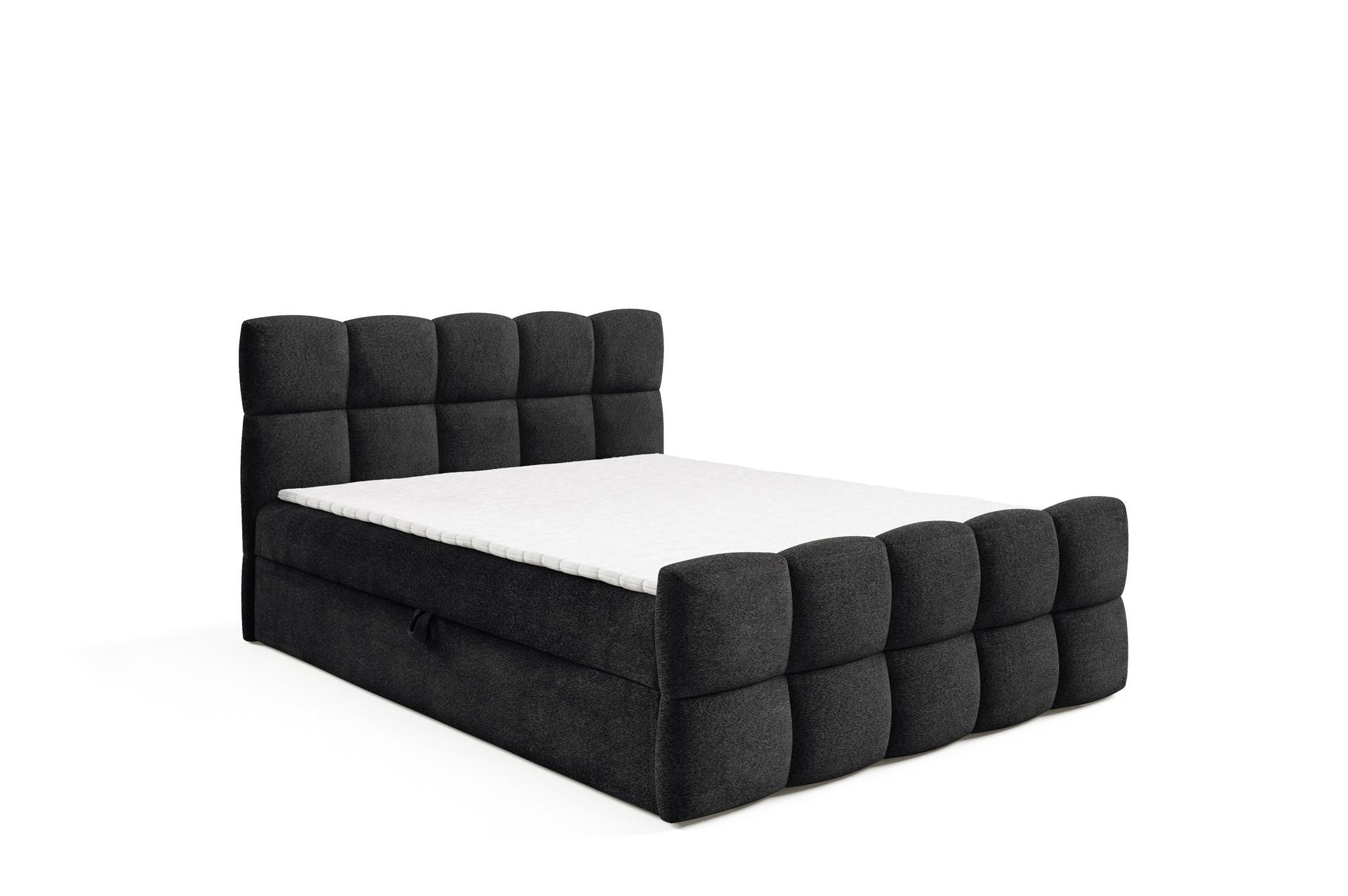 BOXBETT Satine Premium - Schwarz, Holzwerkstoff/Textil (140/220cm) - Fun Möbel