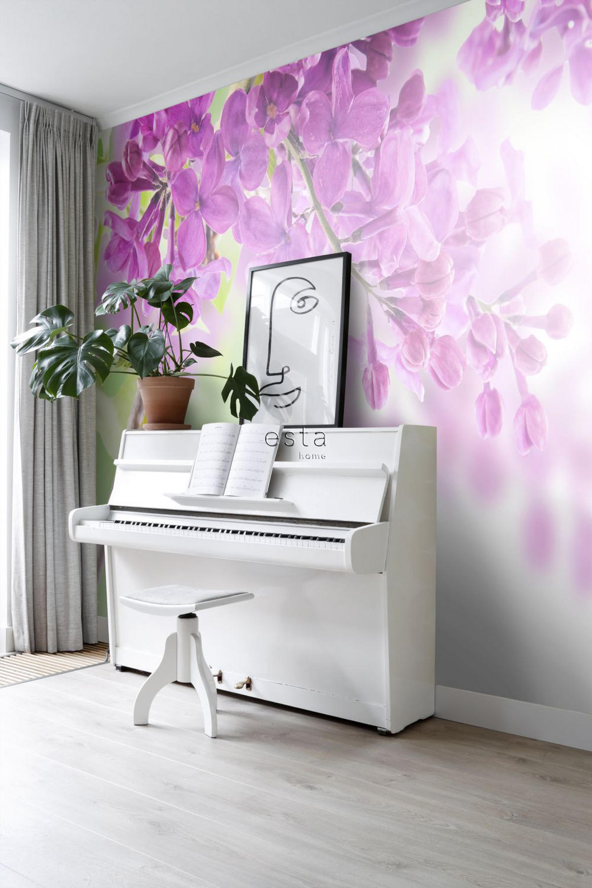FOTOTAPETE Flieder 418.5 x 279 cm - Pink, Papier (418.5/279cm) - ESTAhome