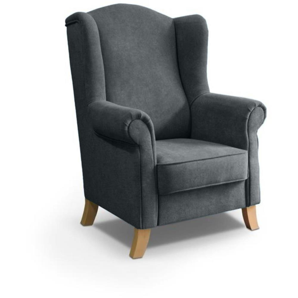 OHRENSESSEL Leonardo dunkelgrau - Dunkelgrau, Holz/Textil (88/118/86cm) - Beautysofa