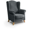 OHRENSESSEL Leonardo dunkelgrau - Dunkelgrau, Holz/Textil (88/118/86cm) - Beautysofa