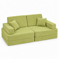 KINDERSOFA mit Schlaffunktion Cordsamt Limette - Limette, Textil (160/24/80cm) - AngeLove