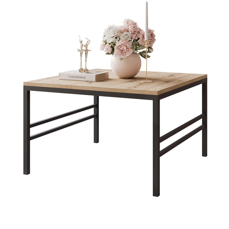 COUCHTISCH FORMA 70/70 cm Quadrat, Schwarz / Artisan-Eiche - Schwarz/Eiche Artisan, Metall (70/70/46cm) - Idohome
