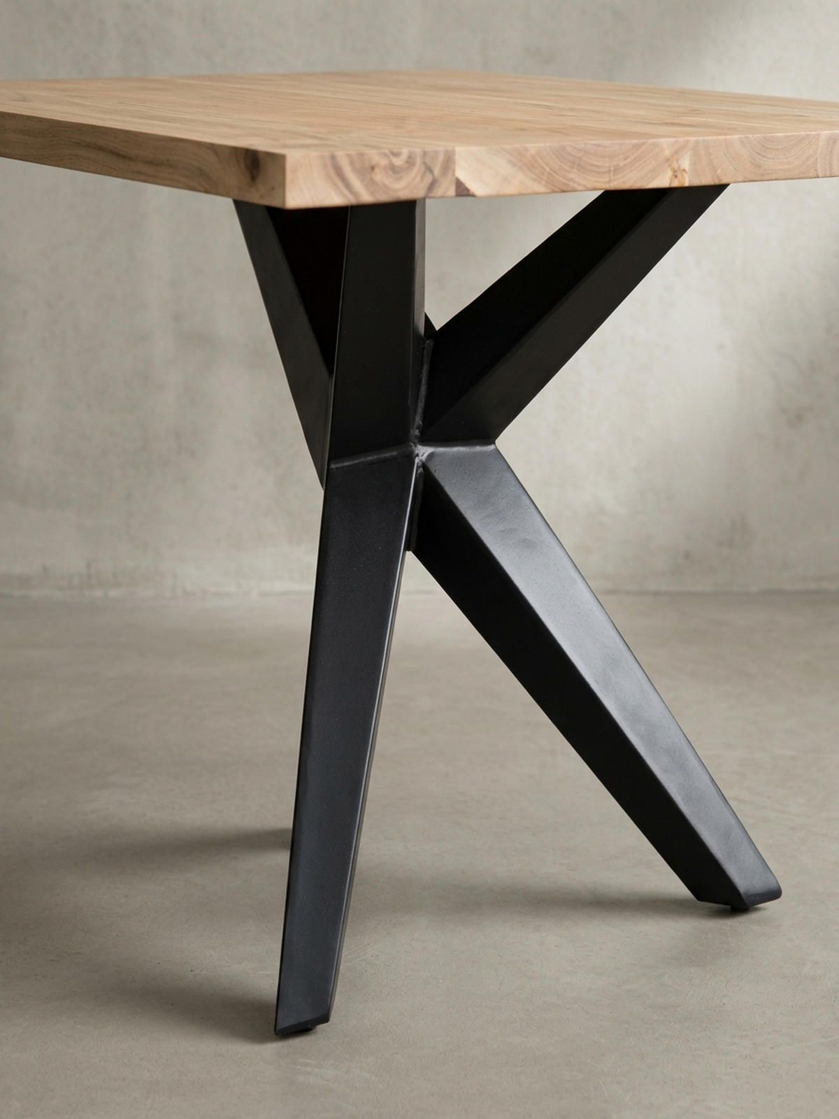 ESSTISCH Massivholz Metall Rechteckig Loft-Stil, Akazie 200x100x76 cm - Schwarz/Akaziefarben, Holz/Metall (100/200/76cm) - KADIMA DESIGN