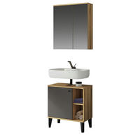 BADMÖBEL-SET 2-teilig grau, Evoke Eiche, Badkombination, 60 cm - Eichefarben/Grau, Glas/Holzwerkstoff (60/190/33cm) - Furn.Design