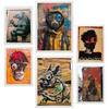 POSTER Set Mit 6 Graffiti Straßenkunst Im Banksy In Brauntönen A3 & A4 Weißer Rahmen - Weiß, Papier (29/3cm) - Nacnic
