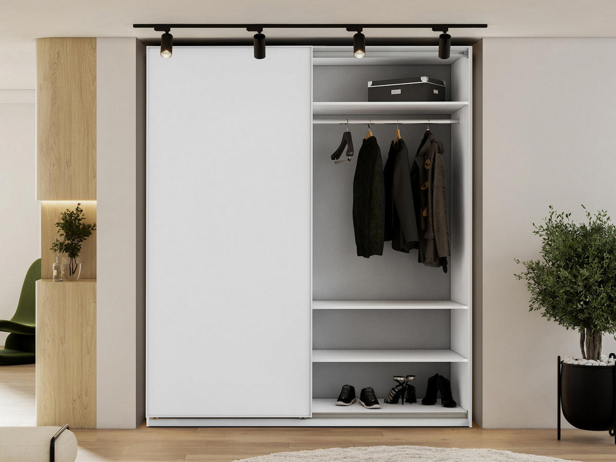 SCHIEBETÜRENSCHRANK Maxi 2D 200 MX04 mit LED Beleuchtung - Weiß, Holzwerkstoff (210/235/71cm) - MIRJAN24