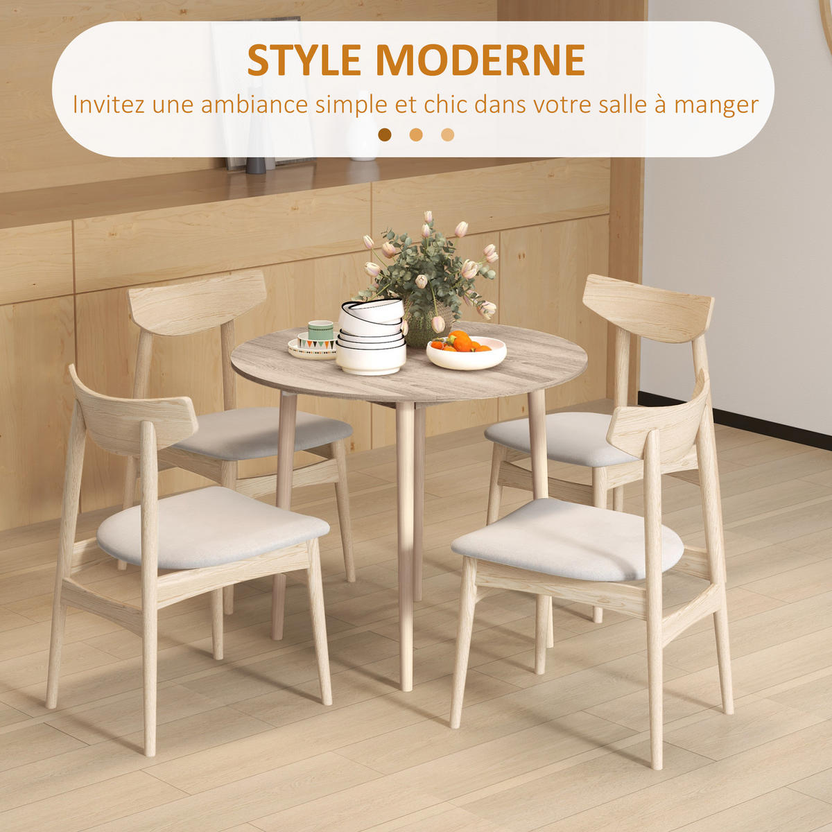 ESSTISCH Naturholz 1 Stück - Beige, Kunststoff (89/89/73.5cm) - GiPP