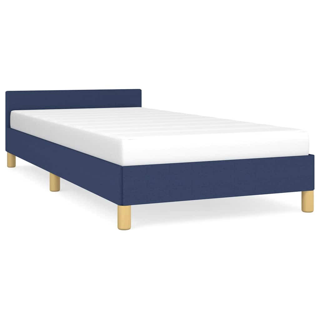 BETTGESTELL Mit Kopfteil Ohne Matratze Blau 90/200 Cm Stoff - Blau, Holz (90/200cm) - vidaXL