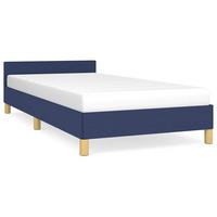 BETTGESTELL Mit Kopfteil Ohne Matratze Blau 90/200 Cm Stoff - Blau, Holz (90/200cm) - vidaXL