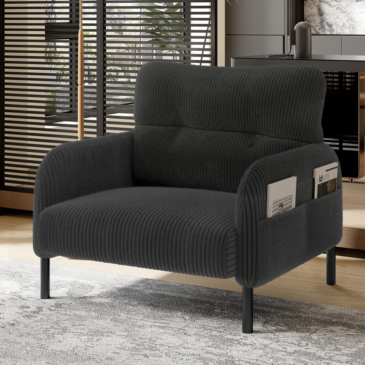 SESSEL Loungesessel,Polstersessel,Cord,Grau - Grau, Textil (67/79/75cm) - LVHOM